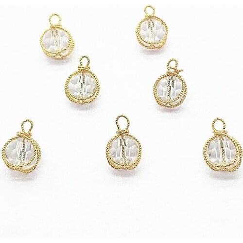 New arrival! 14x9mm 50pcs Copper Plating Real gold Crystal Round Charm for Earrings DIY parts,Jewelry Findings & Component