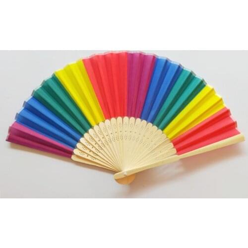 New Arrival Chinese Style Colorful Rainbow Folding Hand Fan Party Favors Wedding Souvenirs Giveaway For Guest SN670
