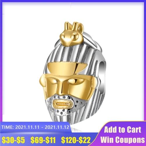 AGATA Original 925 Silver Charms Pottery Figurines Series The Man with Antlers DIY Beads for Pandora Bracelet Fine Jewelry