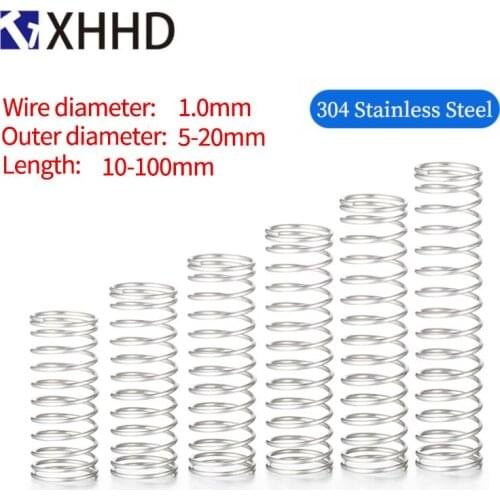 10pcs 1.0 mm Wire Dia OD 5 6 7 8 9 10 11 12 13 14 15 Y-type Rotor Return Compression Pressure Spring 10-100mm 304Stainless Steel
