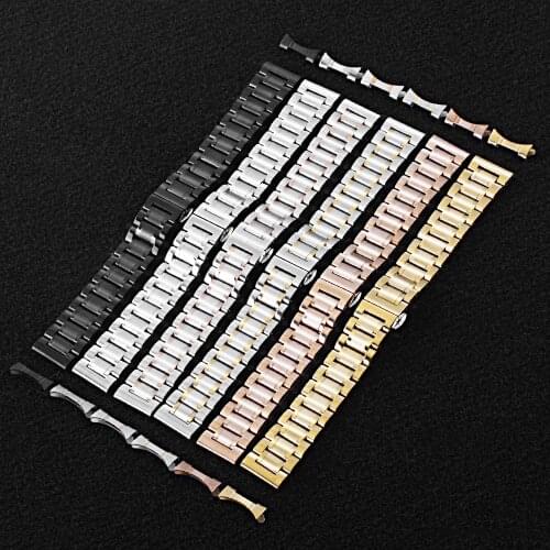 Stainless Steel Strap 1214 16 17 18 19 20 21 22 24mm Metal Watch Band Link Bracelet Watchband Black Silver Rose Gold