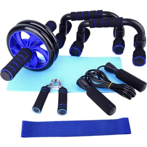 ELOS-Muscle Exercise Equipment Abdominal Press Wheel Roller Home Fitness Equipment Trainer with Push UP Bar Set