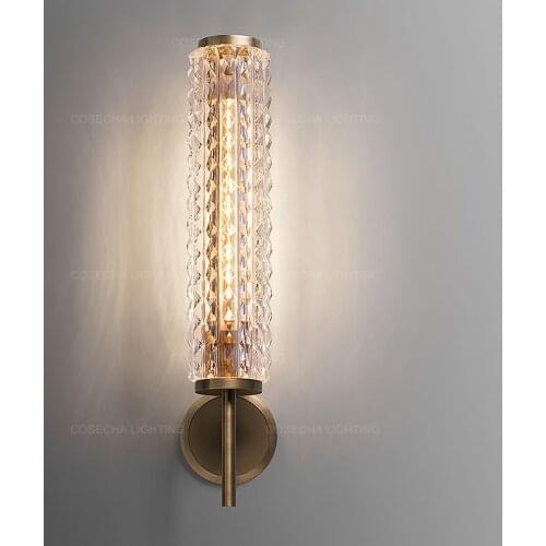 Luxury bronze wall lamp glass wall light nordic hotel lamp in hallway bedroom foyer living room bedside headboard retro lighting