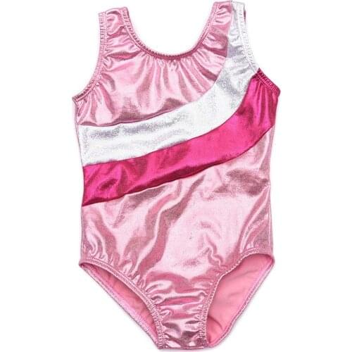 Pink White Sleeveless Gymnastics Leotards Girls Swimsuit Lycra Spandex Leotards Bodysuit Ballet Costumes For Kids