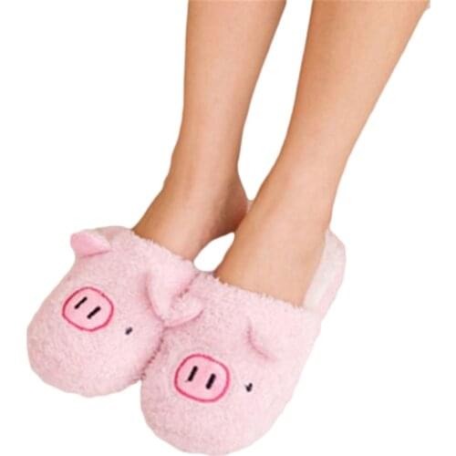 Fur Warm Winter Slippers Women Slippers Unisex Indoor Home Shoes Cotton Slipper Lovely Pig Home Floor Soft Animal Slippers
