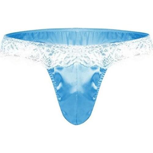 Sexy Mens Lace Thongs and G-strings Lingerie Sissy Panties Bikini Briefs Bulge Pouch Jockstrap Tanga Brazilian Underwear A50