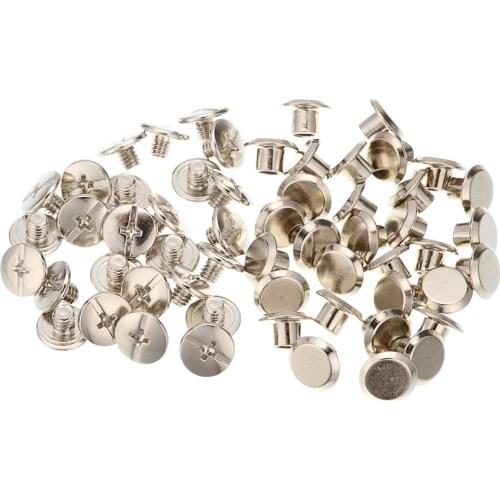 100pcs M5x 4mm Iron-nickel-plated screw books Fingertight Picture books screw rivets albums butt recipes leaflet nail M5Hardware