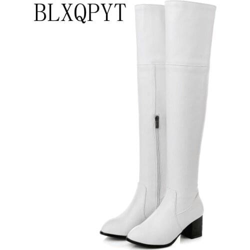 BLXQPYT Plus small Big Size 30-48 Long boots High Heels Autumn Winter Warm Shoes Woman Sexy Casual zipper Women Boots 116-13