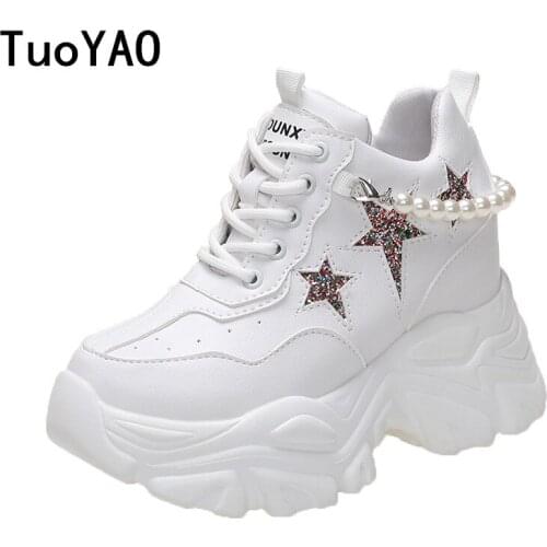 Autumn Chunky Sneakers High Platform Shoes Woman 2021 Increased 10cm Ladies Leather Shoes Trainers Zapatillas Deportivas Mujer