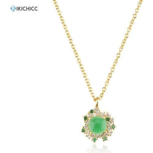 KIKICHICC 925 Sterling Silver Gold Long Necklace Lofoten Island Green Zircon Crystal CZ Women Luxury Choker Fine Jewelry