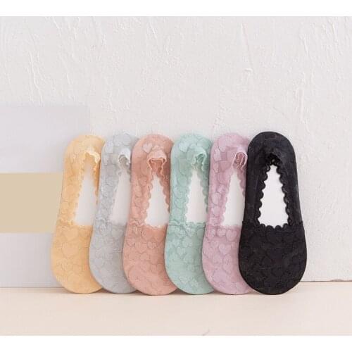 1 Pair Women Boat Socks Floral Lace Cotton Invisible Socks New Fashion Summer Silicone Non-slip No Show Sox Socks Slippers