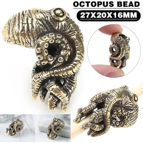 1PC Octopus Brass Paracord Beads Lanyard Pendants Knife Beads Umbrella Rope Cord Pendants Beads EDC Cutter Beads