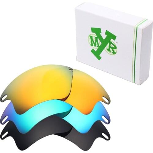 3 Pairs Mryok POLARIZED Replacement Lenses for Oakley Fast Jacket XL Sunglasses Stealth Black & Ice Blue & Fire Red