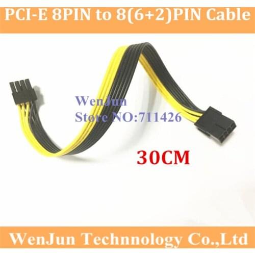 PCI-E PCIe PCI Express 8Pin 2*4pin female to 8Pin ( 6+2 ) Pin Male Adapter GPU Video Card Power Cable 18AWG 30CM for video card