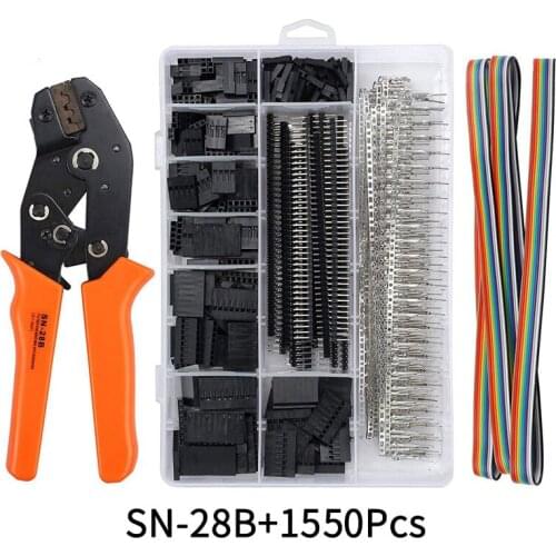 SN-28B+1550Pcs dupont crimping tool pliers terminal ferrule crimper wire hand tool set terminals clamp kit tool