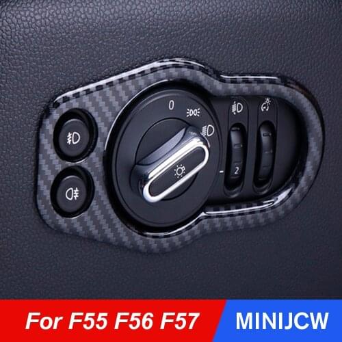 Car Carbon Fiber Headlamp Control Panel Cover Housing Shell Trim Frame Sticker For Mini Cooper F55 F56 F57 Car Accessories
