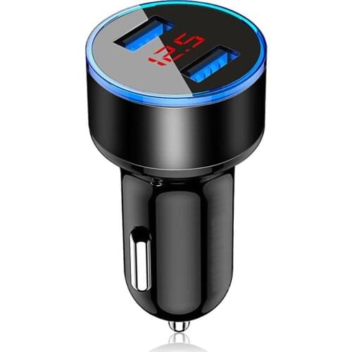 Mini USB Car Charger For iPhone XR 11 Fast Car Phone Chargers Fast Charging With LED Display 3.1A Dual USB Phone Charger in car