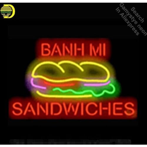 Banh Mi Sandwiches Neon Sign Commercial Neon Bulbs Real Glass Tube Shops Display Handicrafted Recreation Room Attract 19x15 VD