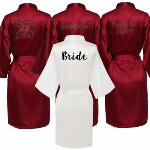 White Bride Bridesmaid letter Robe Womens Wedding Kimono Sleepshirts Pajamas S-4XL Spring Nightgown Bath Gown Sleep Sleepwear