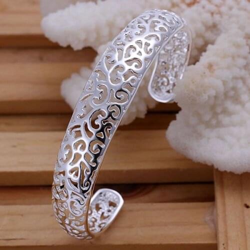 Free shipping jewelry silver plated jewelry bangle fine fashion hollow bracelet bangle top quality wholesale and retail SMTB144