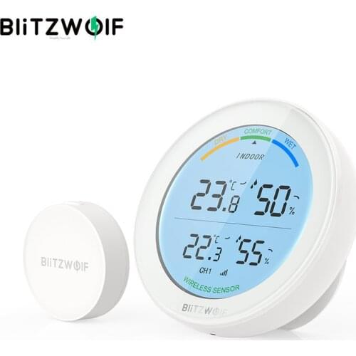 BlitzWolf BW-WS01 Wireless Temperature And Humidity Monitor Weather Station With White Backlight Display Air Comfort Indicator