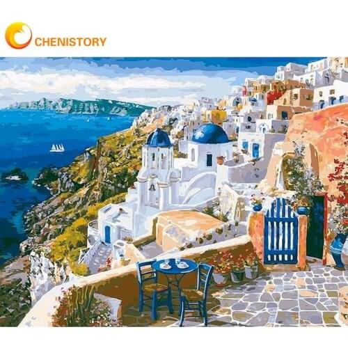 CHENISTORY Painting By Numbers For Adults Village Scenery Oil Picture By Number HandPainted 40x50cm Frame On Canvas Home Decor