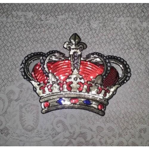 Elegant sequins patch,crown sequined beaded cloth patches for clothes, T-shirt and coat decorative applique parches para la ropa