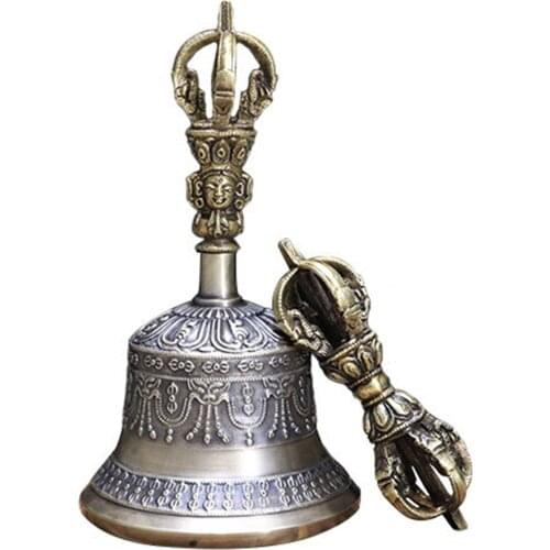 Feng Shui Tibetan Buddhist Antique Copper Bell Dorje Vajra Handmade for Buddhist Rituals W3920