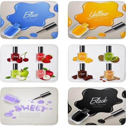Lady color nail polish printed Flannel Floor Mat Anti-Slip Tapete Floor Mats Kitchen Doormat welcome mats for front door