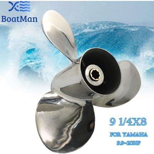 Outboard Propeller 9 1/4x8 For Yamaha 9.9HP F9.9 15HP F20 Stainless steel 8 splines Boat Parts & Accessories 63V-45947-00-EL