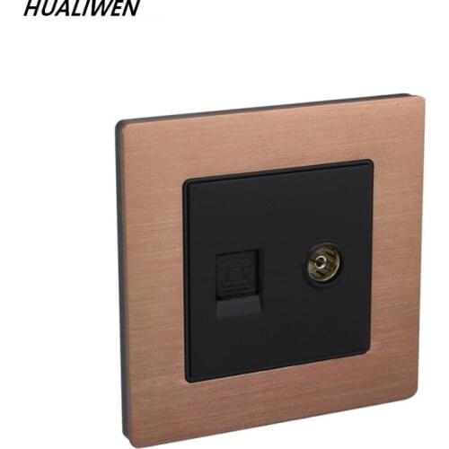 JSJ A8-020 / TV1 / T1 Brown Aluminum TV TV Phone Socket Cable TV TV + Phone Jack