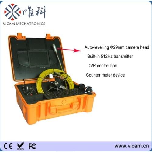 50m cable 8" color LCD monitor ventilating duct pipe sewer video inspection camera with meter counter V8-1288TC