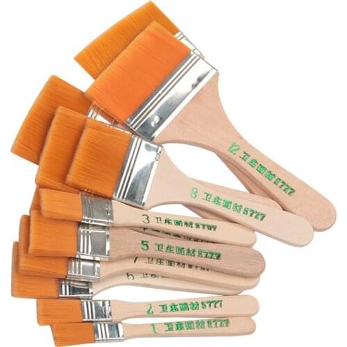 High Quality Nylon Paint Brush Different Size Wooden Handle Watercolor Brushes For Acrylic Oil Painting School Art Supplies