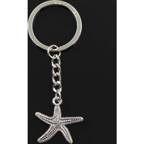 Fashion Keychain 25x26mm Marine Starfish Pendants DIY Men Jewelry Car Key Chain Ring Holder Souvenir For Gift