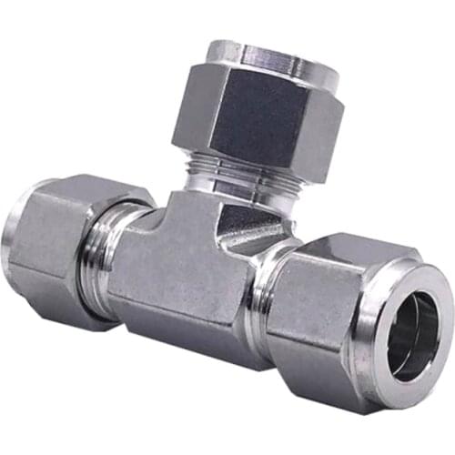 Stainless steel 316 1/8" 1/4" 3/8" 1/2" OD Equal Union Tee Connector Double Ferrule Compression Fitting