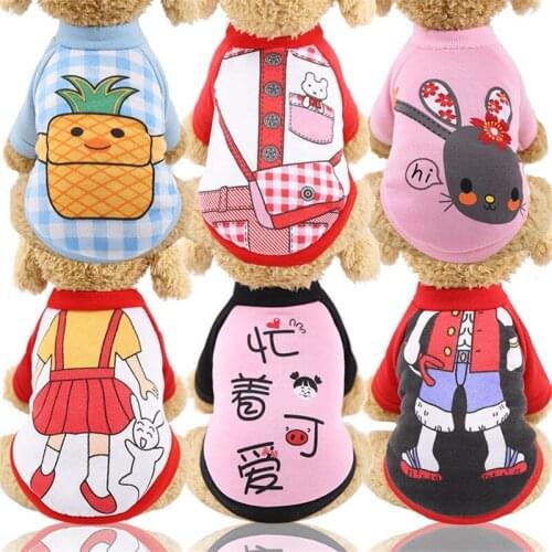 New Cute Pet Clothes T Shirt Cartoon Breathable Thin Velvet Dog Coat Sweatshirt for Puppy Chihuahua Cat Coat Pet Supplies