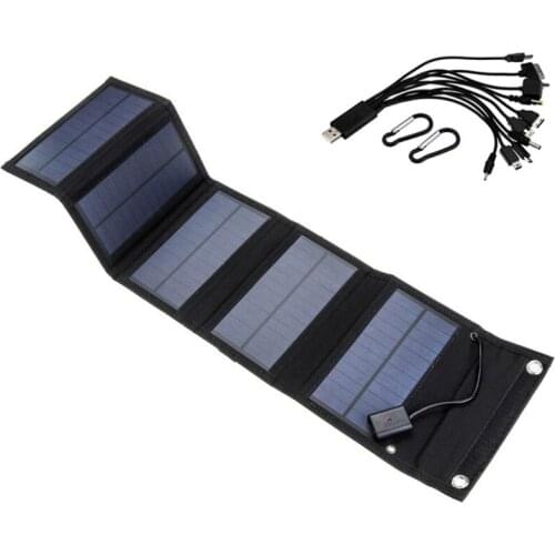 New Foldable 15W Solar Panel 10 in 1 USB Solar Battery Portable Folding Waterproof Charger Solar Outdoor Power Supply