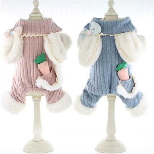 New Cute Rabbit Autumn Winter Warm Dog Clothes Princess Style Pet Puppy Cat Coat For Small Chihuahua Yorkie Outwear Dog Jumpsuit