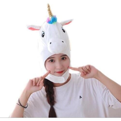 New unicorn hat plush hat toy white horse children Adult birthday stuffed gift