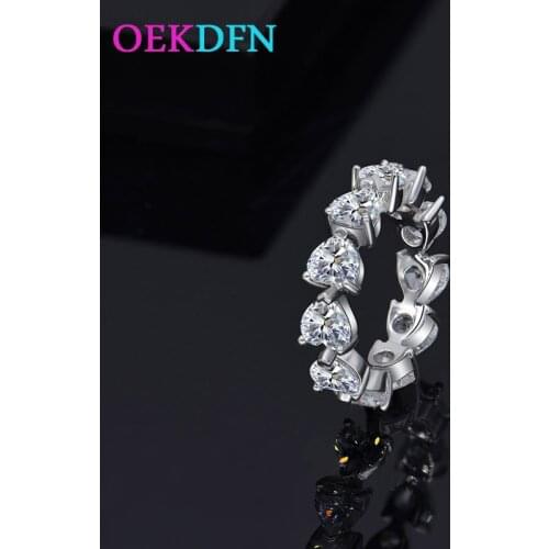 OEKDFN Love Heart S925 Sterling Silver Ring Created AAA Cirzon Wedding Engagement Women Rings Luxury Anniversary Jewelry Gift
