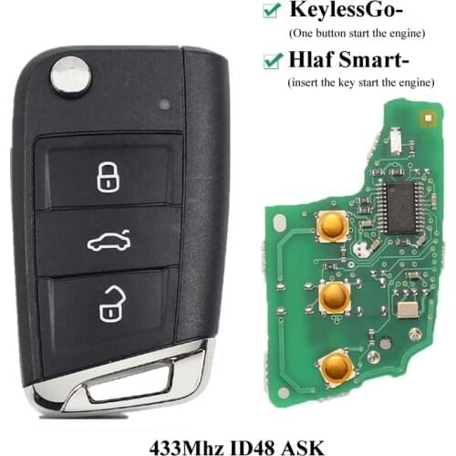 Original Car MQB Keyless Remote Key Fob 434Mhz for Skoda Octavia Superb Yeti Fabia for VW Golf MK7 Touran Polo Tiguan Jetta
