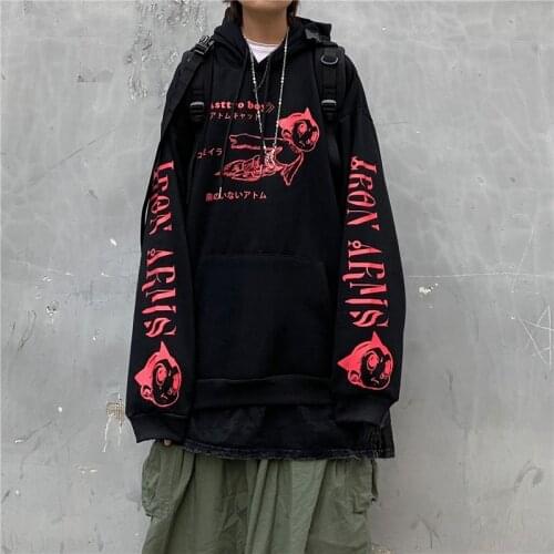 2021 Autumn Ins Harajuku Cartoon Printed Hooded Pullover Jacket Plush Loose Long Sleeved Top Mens And Womens Couple Hoodies