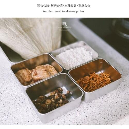 Stainless Steel Ingredients Separately Packed Case Picnic Dish Box Ice Cream Steamed Rice Plate