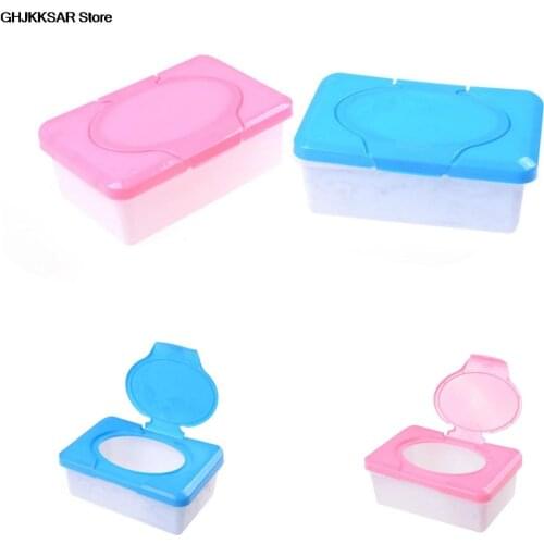 Pink blue colors Plastic Dry Wet Tissue Box Case Baby Wipes Press Pop-up Design Home Tissue Holder Accessories