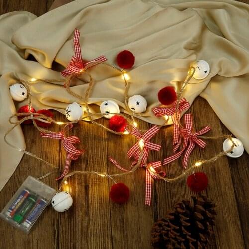 2M Christmas LED String Fairy Lights Battery Operated Xmas Tree Bell Bauble Balls Snowflake Ornament Lights Lamp For Party Decor