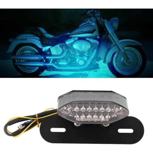 Motorcycle Brake Turn Signal Tail Light Rear License Plate Integrated Light 20 LED Smoke Lens
