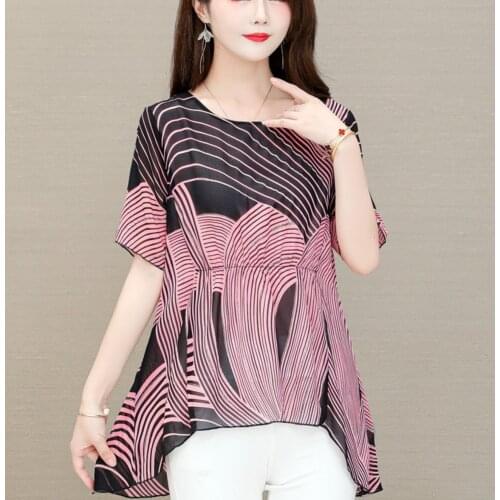 Vintage Chiffon Blouse Women Black Blusas Mujer De Moda 2021 Summer Korean Style 5XL Plus Size Tunic Tops Aesthetic Long Shirts