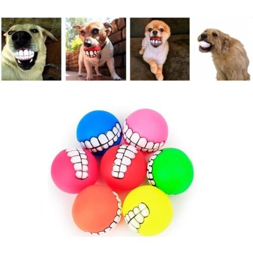 Funny Pets Dog Puppy Cat Ball Teeth Toy PVC Chew Sound Dogs Play Fetching Squeak Toys Pet Supplies