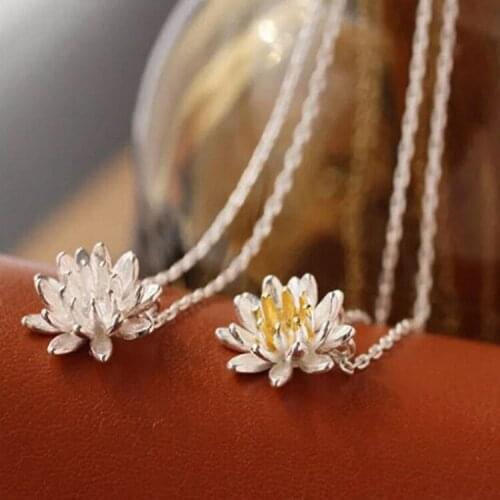 Fashion Silver Plated Lotus Pendants Short Chain 2021 Fresh Women Elegant Flower Clavicular Chain for Women Party Jewelry