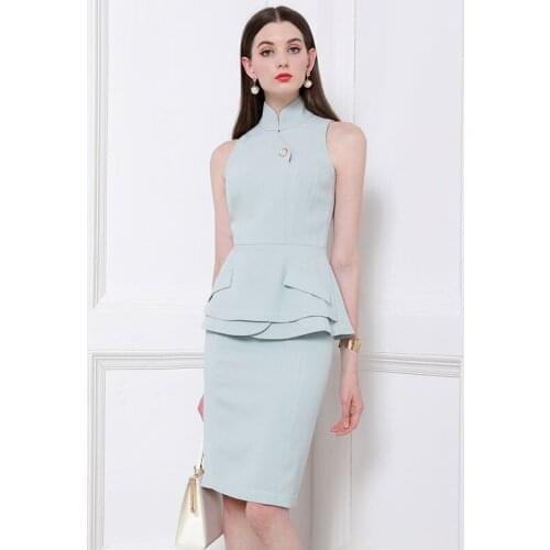 High End Celebrity Fashion Business Suit WomenS 2021 Summer Temperament Slim Cheongsam Collar Dress